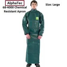 (Large) Ansell 68-4000 Michrochem Chemical-Resistant Apron w/Sleeves Green (HR)