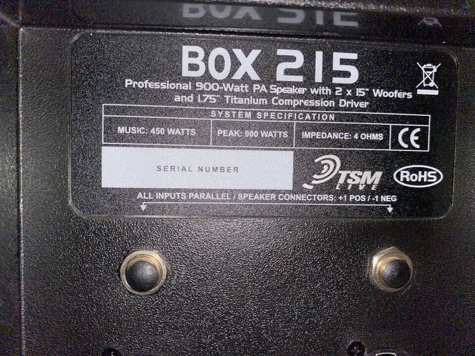 2 højtallere BOX 215, TSM BOX 215