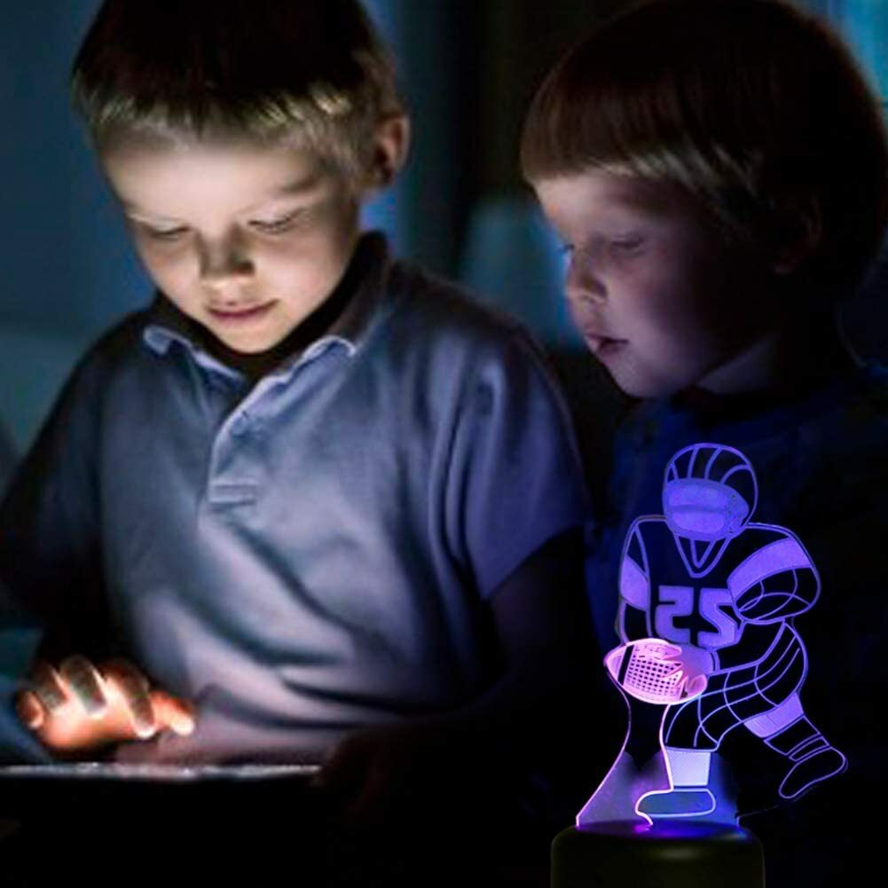 Night Lights for Kids Football 3D Night Light Bedside Lamp 7 Colors