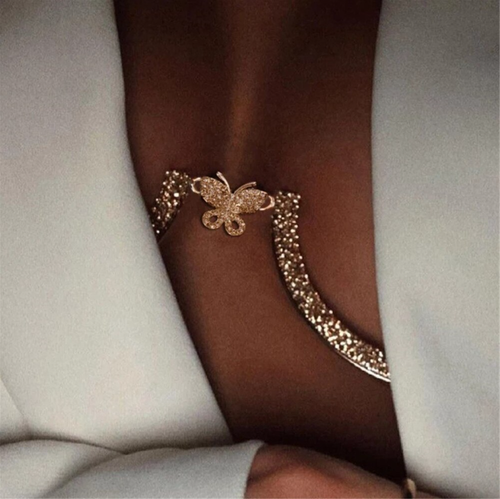 Pretty Butterfly Shiny Chest Bracket Underboob Body Chain Bling Festival Jewelry - Picture 2 of 7