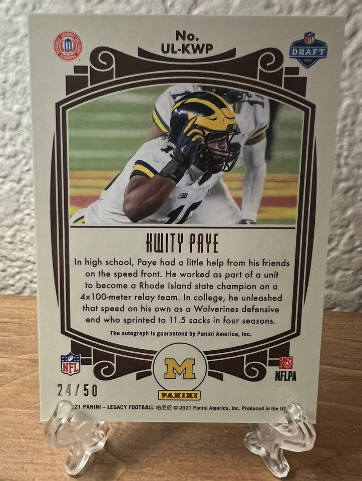 2021 Panini Legacy Kwity Paye Under The Lights Red Auto Rookie #UL-KWP /50 - Image 2 of 3