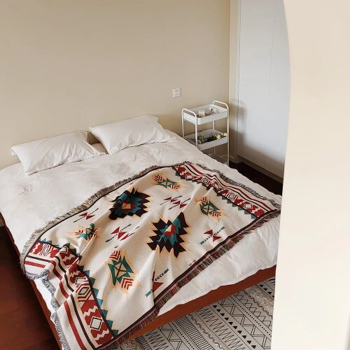 Boho Theme Throw Blanket for Home Decor and Outdoor Activities Bed Plaid Blanket - Picture 4 of 21