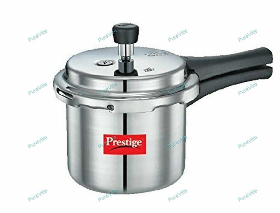 Indian Best Prestige Popular Aluminium Pressure Cooker, 67.6oz White Gift