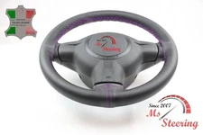 FOR FORD TRANSIT MK7 06-10 BLACK LEATHER STEERING WHEEL COVER PURPLE 2 STIT