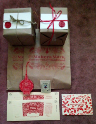 2 Maker's Mark (whiskey) Custom Waxed Dipped Glasses / Cups Ornament Pin Labels