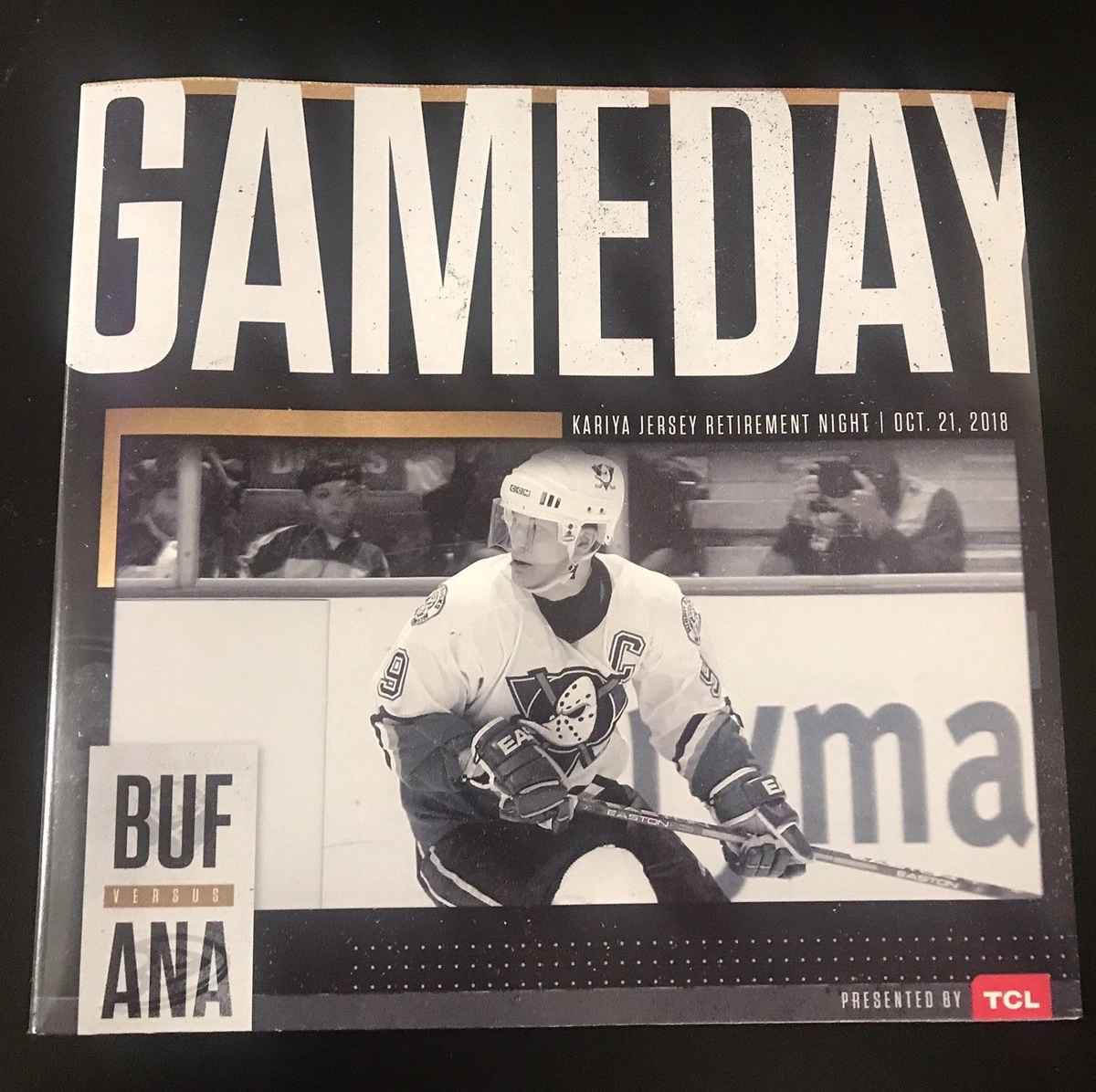 Anaheim Ducks Gameday Program Paul Kariya Jersey Retirement Night
