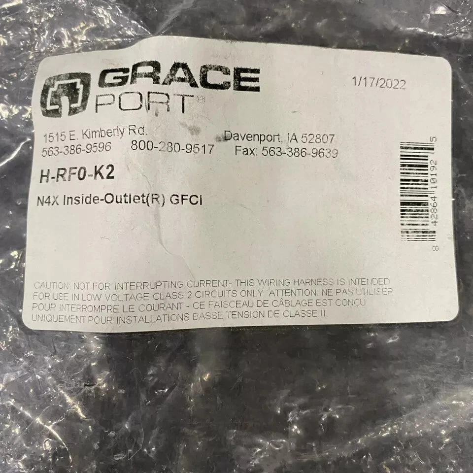 GRACE PORT H-RF0-K2 Panel Interface Connector GFCI Inside-Outlet 120 V AC 5A New - Image 2 of 4