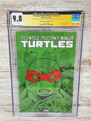 TMNT IDW #1 NYCC OOZE 1/250 SIGNED ISAAC & ESAU ESCORZA RAPHAEL SKETCH CGC 9.8
