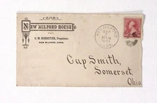 1891 New Milford House CM Schreyer Proprietor New Milford CT Advertising Cover
