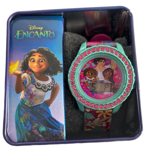 NEW Disney Encanto Female Kid Accutime Watch Silicone Band Turquoise Pink In Tin - Picture 5 of 7