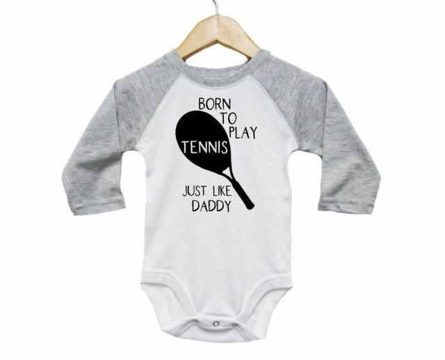 BORN TO PLAY TENNIS JUST LIKE DADDY, BABY Tennis OUTFIT, BODYSUIT, NEW