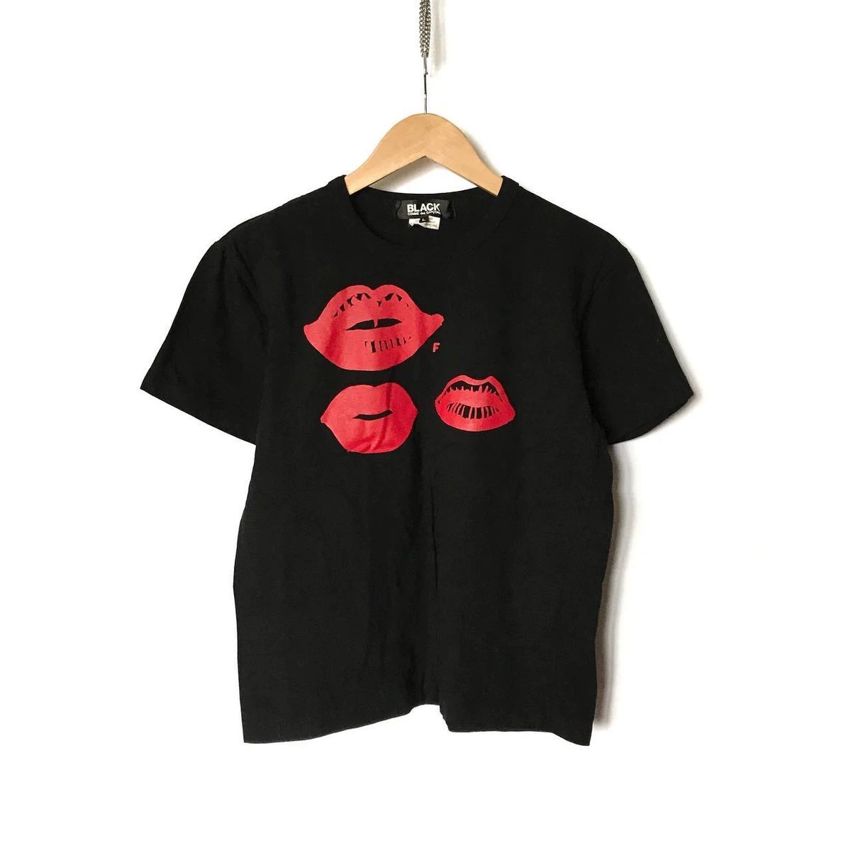 BLACK COMME des GARCONS Lips Print T Shirt Size L Japan