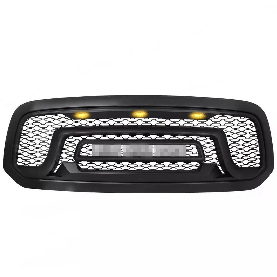 For 2013-2018 Dodge Ram 1500 Front Bumper Grille W/Letters&LED Rebel Style Black Foto 4 de 4