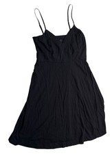Express Dress V Neck Side Zip Women's Size Medium Black Sleeveless Cotton Blend