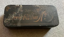 Wheeler & Wilson No 9 Sewing Machine Lined Metal Box & Accessories Parts Antique