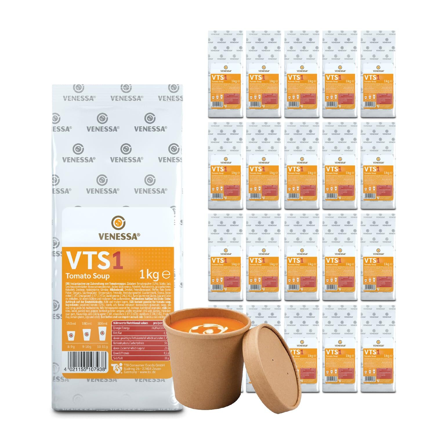 VENESSA VTS 1 Cremige Tomatensuppe 20 x 1kg für Suppenautomat Fruchtig Intensiv