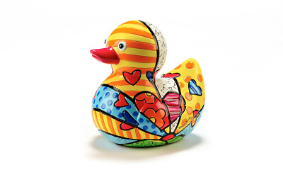 ROMERO BRITTO LIMITED EDITION DUCK FIGURINE: HAPPY  A NEW DAY   5 IN Certificate