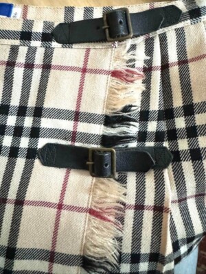 Burberry Blue Label Nova Plaid Pleated Mini Skirt Beige Size 38