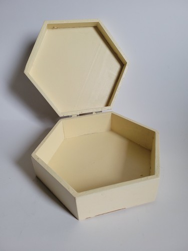 Vintage Hexagon Painted Wooden Hinge Lid Easter Bunny Carrots Storage Decor Box - Picture 5 of 12