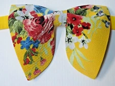 Oversized Yellow Floral Bow tie Roses Vintage style 70s Wedding Prom Gift 4 Him