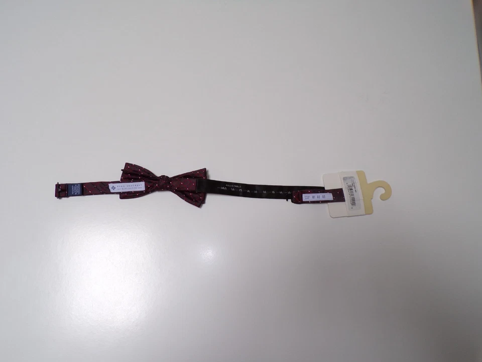 Ryan Seacrest Pajarita a Cuadros Gris Rojo Seda Nueva Foto 3 de 4