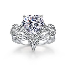 4CT Heart Engagement Rings for Women 925 Sterling Silver Promise Rings for He...