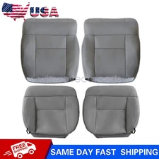 Driver & Passenger Bottom & Top Cloth Seat Cover Gray For 2004-2008 Ford F-150