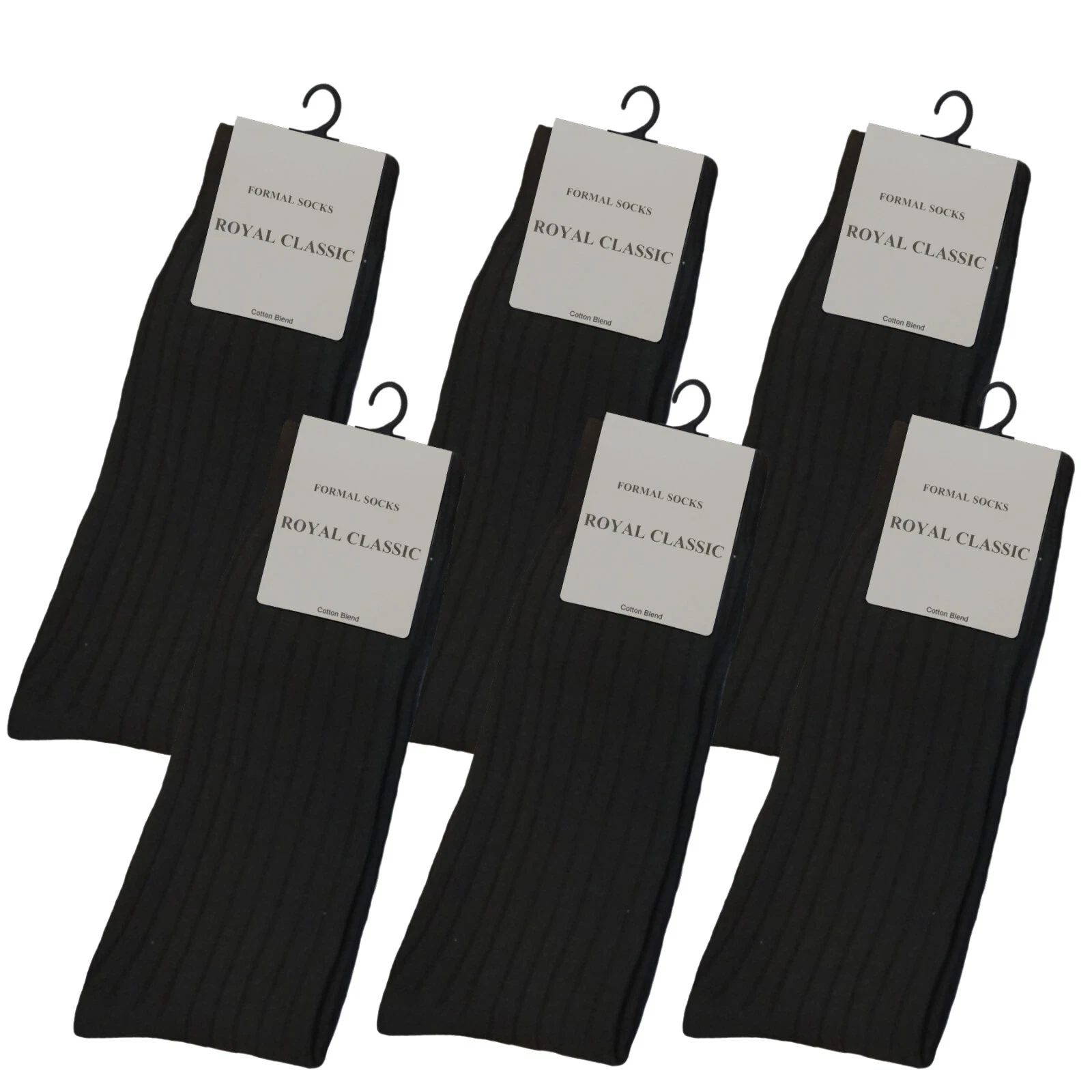 6 pairs Women Dress Socks Solid BLACK Ribbed Thin Cotton Socks Size 9-11