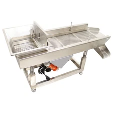 110V Stainless Steel Linear Vibrating Screen 6mm Round Hole Dual Motor 80W*2