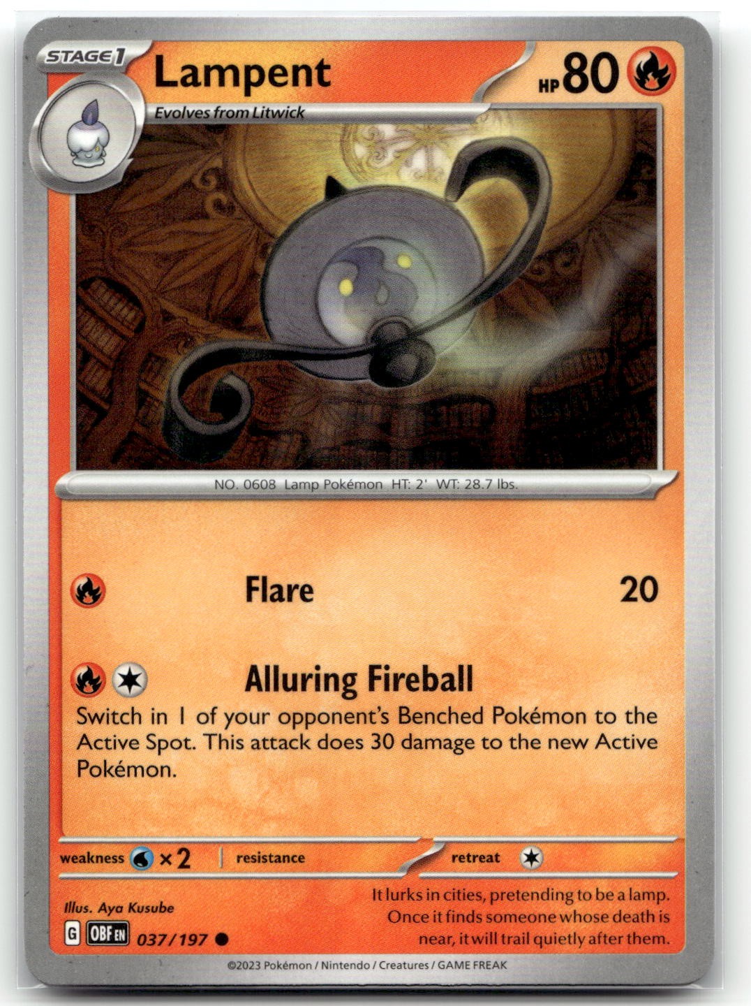 Lampent 037/197 SV03: Obsidian Flames Common Pokemon TCG NM
