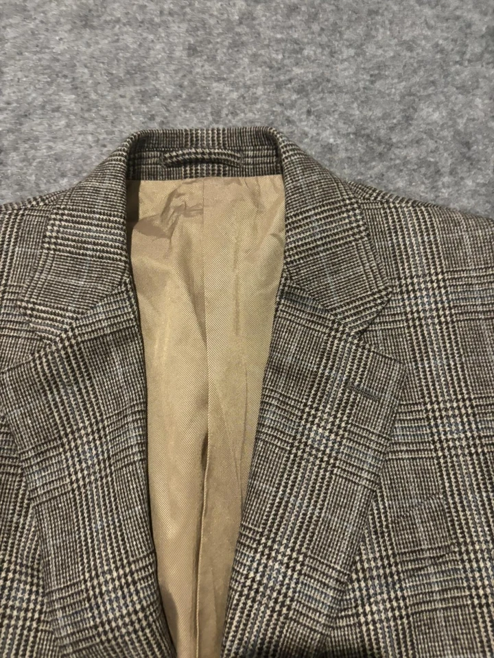 Blazer ROSA Shirtmaker London para Hombres 44 Gris Marrón Glen Lana a Cuadros Cachemira Italia Foto 3 de 4