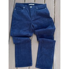 Lands' End Women's Navy Blue Corduroy Straight Leg Pants Size 12