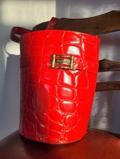 Borsa vintage anni 90 Sergio Cerruti Roma pelle rossa goffrata coccodrillo grande bucket bag