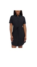 Halston Women's Short Sleeve Short Dress, Black, Size L