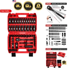 Impact Socket Set 95 Pieces SAE Metric Deep Shallow CR-V Steel Ratchet Drive