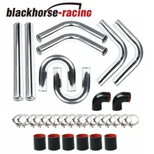 3" 3 Inch Turbo Intercooler Aluminum Piping w/ U Pipe Silicone Hose Clamp Kit