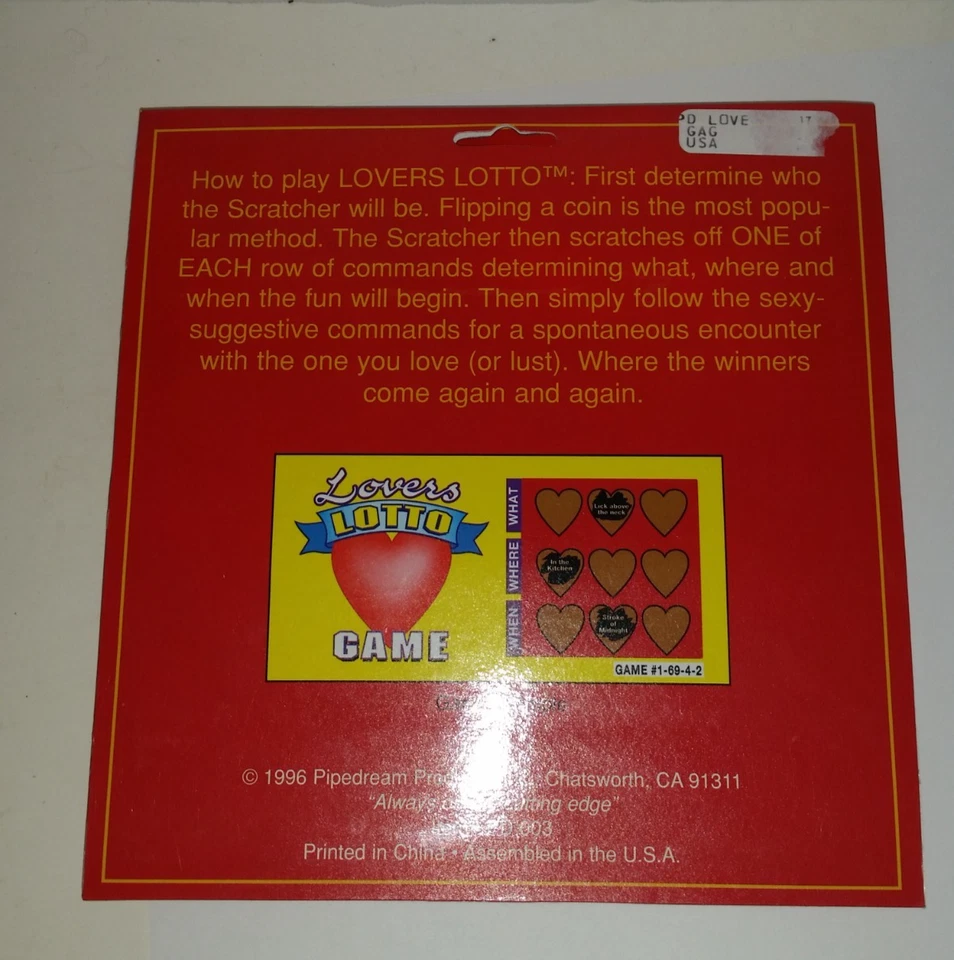 Lovers Lotto Juego Aniversario Cumpleaños Despedida de Soltera Adulto Regalo Novedad 12 Juegos Foto 3 de 3