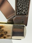 Case XX Custom Shop 6254C SS Trapper Amber Bone Engraved Deer Blade Pocket Clip — photo 4