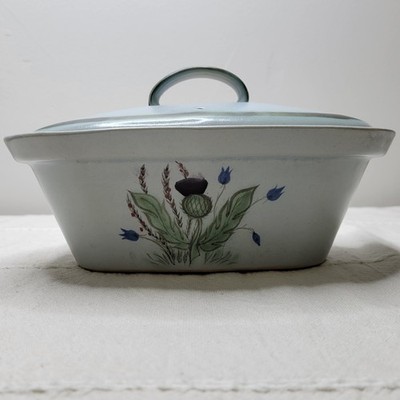 VTG Buchan Stoneware Covered Casserole Thistles Bluebells Scotland Lid #276/40
