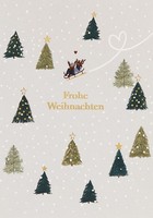 Weihnachten Unverpackte GlüCkwunschkarte Mit Umschlag WeihnachtsbäUme Schlitten