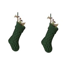 2 Pack 18" Green Knitted Christmas Stockings for Xmas Length 18" Green Pack 2