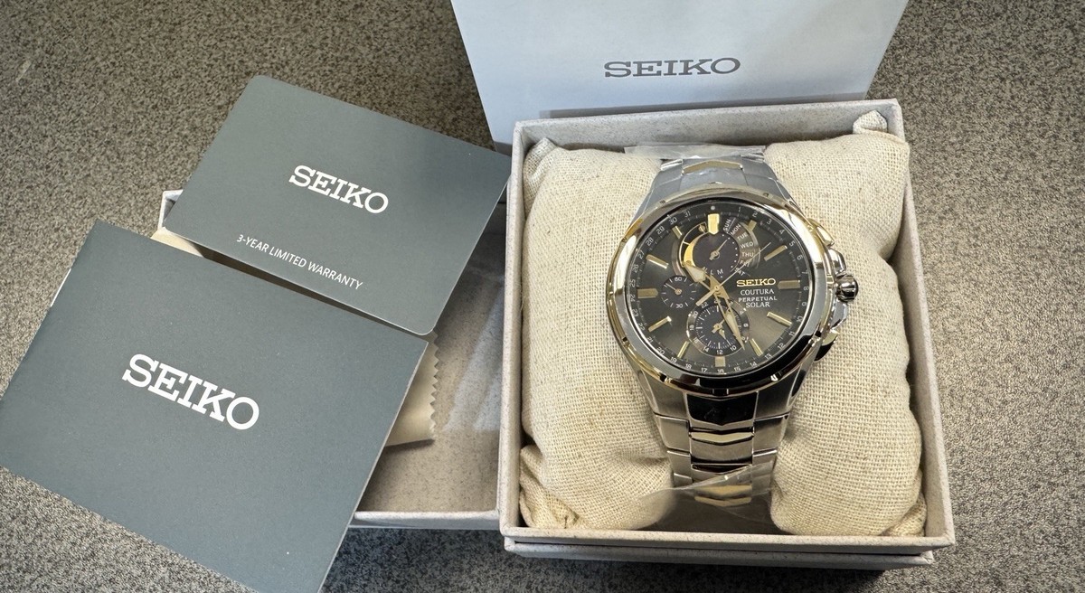Seiko Coutura SSC376 Perpetual Solar Alarm Chronograph Two Tone