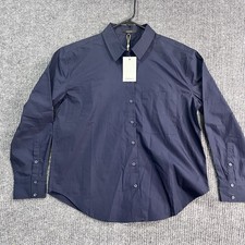 Quince navy blue men  s dress shirt Size M