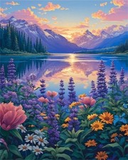 Scenery Paint by Numbers Kit for Adults, Flower Paint by Numbers Kits on Canv...