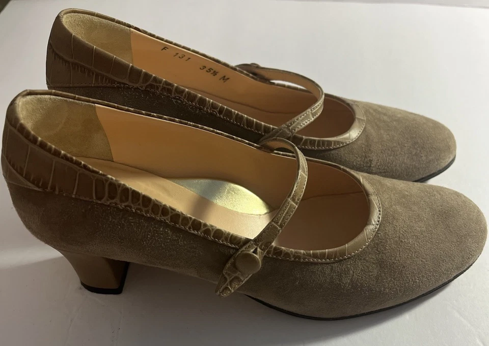 Tacones Taryn Rose para mujer marrón gamuza estilo Mary Jane talla EE. UU. 6/6,5 Foto 4 de 4