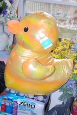 HUGE JUMBO PLUSH 23" YELLOW IRIDESCENT RUBBER DUCK CUTE EASTER SPRING GIFT