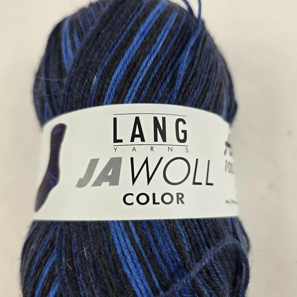 Skein Lang JaWoll Color Aktion Sock Yarn Superwash Wool Nylon Blues 459 Yd - Image 2 of 4