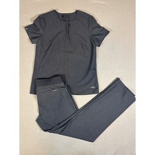 FIGS Technical Collection Women XS Scrub Set Charcoal Heather Gray Top Pants