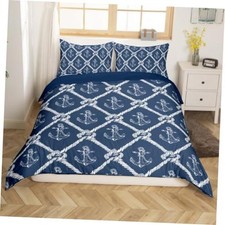 Nautical Anchor Duvet Cover Set King Size,Vintage Rope King no Comforter Blue