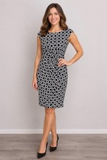 Lauren Ralph Lauren Geometric Sheath Dress Black White Size 4 Career